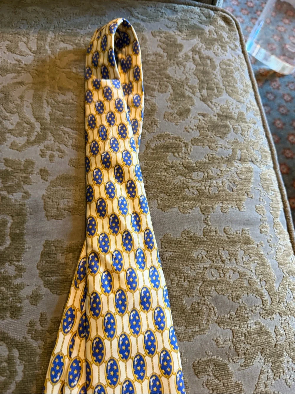 Burberry Yellow and Blue Geometric Silk Tie
